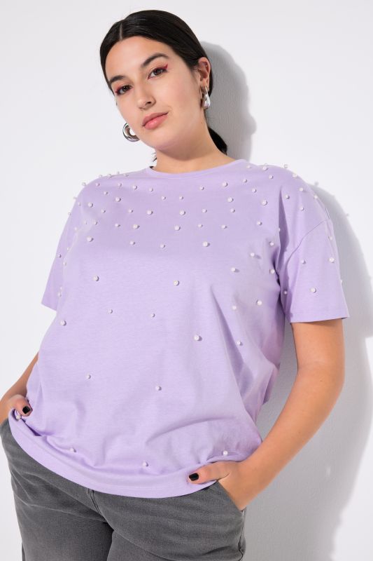 T-shirt, oversized, decorative beads, half sleeves