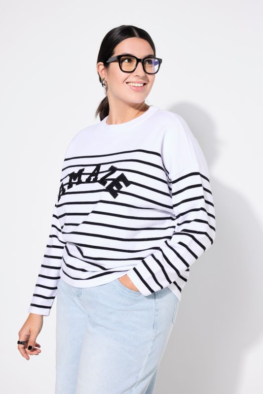 Sweater, oversized, Breton stripes, statement