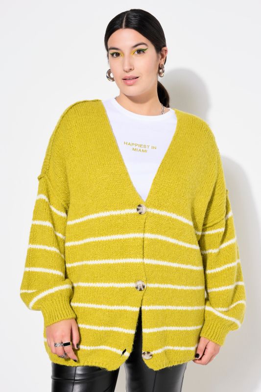 Cardigan, oversized, Breton stripes, long sleeve