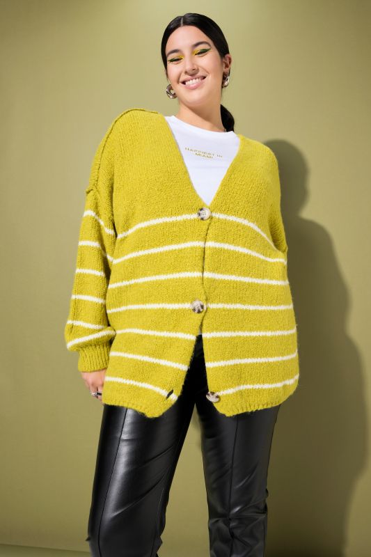 Cardigan, oversized, Breton stripes, long sleeve