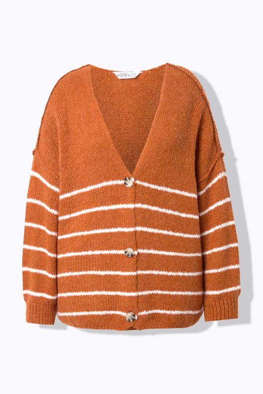 Cardigan, oversized, Breton stripes, long sleeve