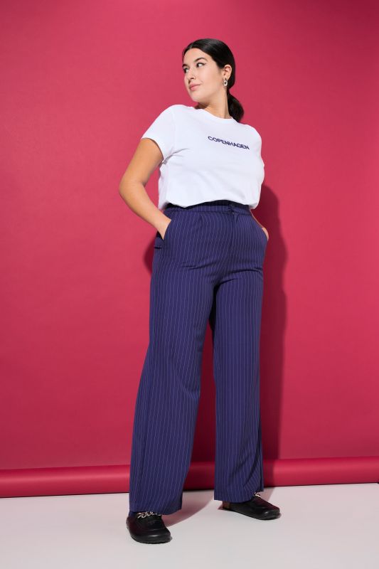 Pants, Wide Legs, High Waist, Pinstripe