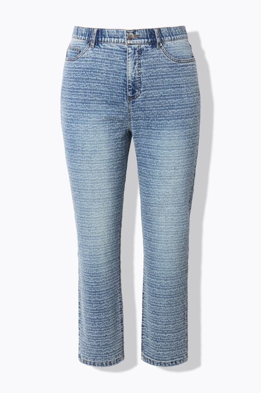 Mom jeans, structure with glitter, 5-pocket