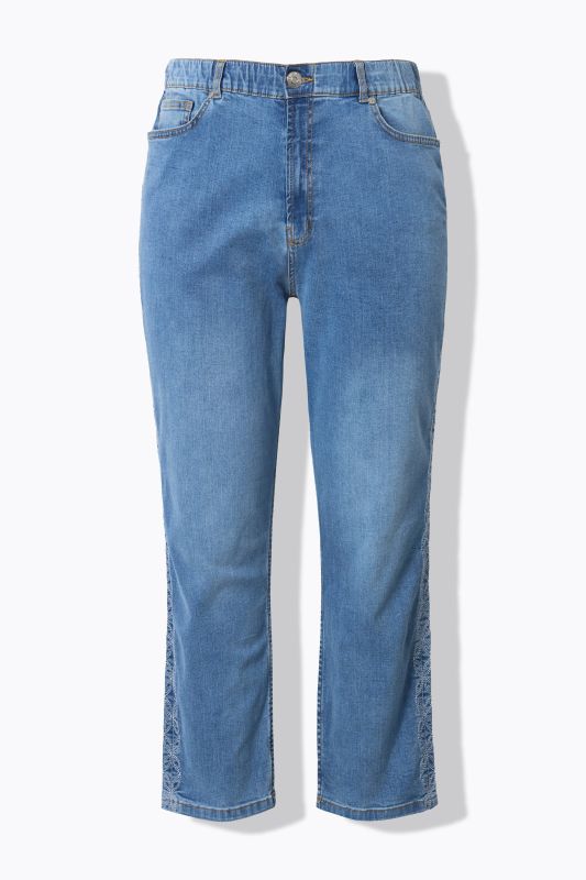 Mom jeans, side embroidery, 5-pocket