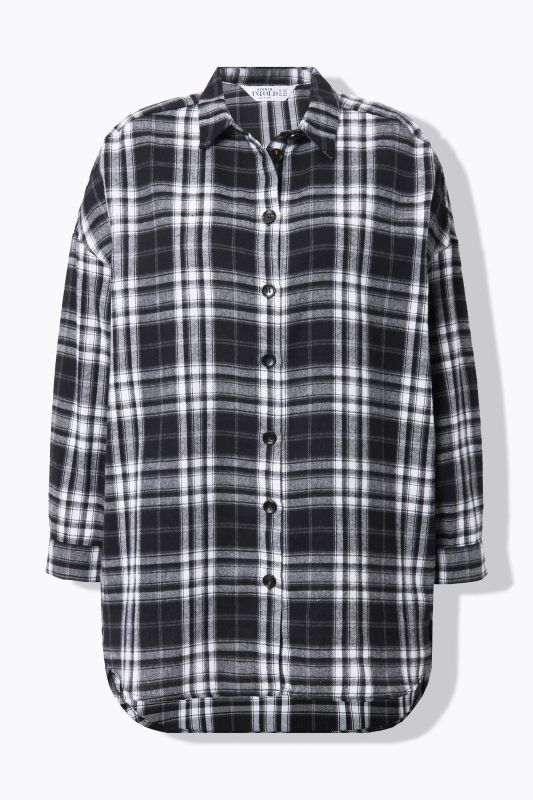 Check shirt, oversized, shirt collar, long sleeve