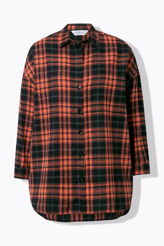 Check shirt, oversized, shirt collar, long sleeve