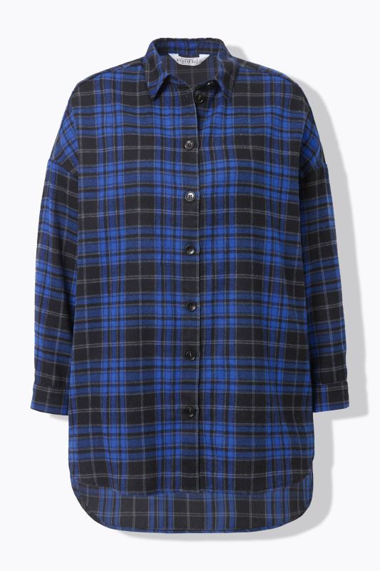 Check shirt, oversized, shirt collar, long sleeve