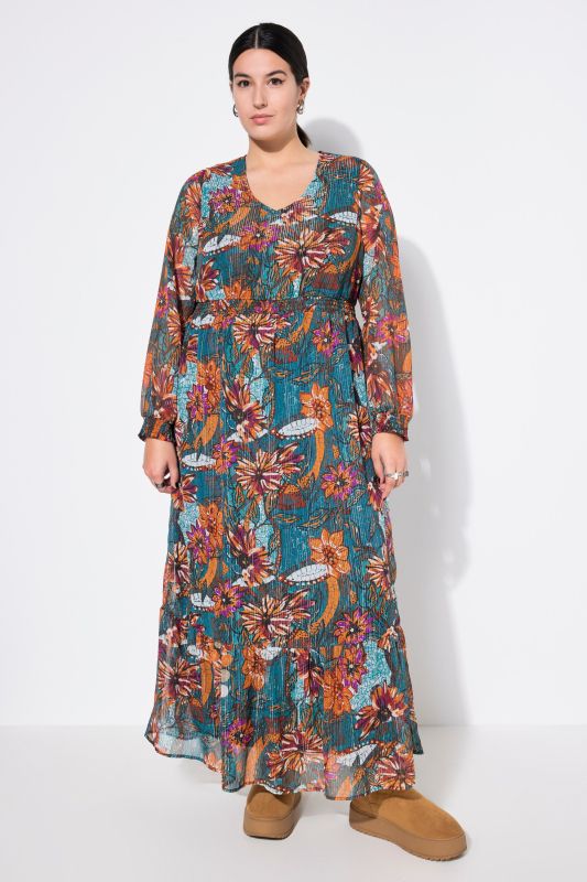 Maxi dress, A-Line, flower print, wrap effect