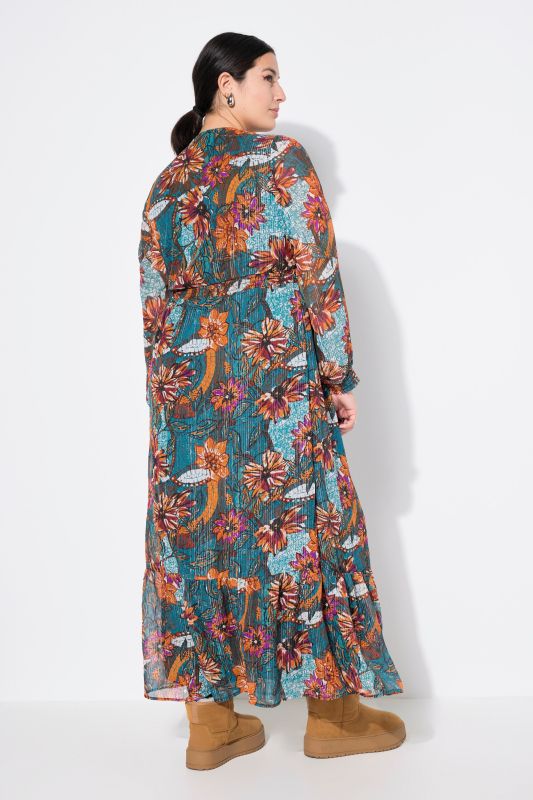 Maxi dress, A-Line, flower print, wrap effect