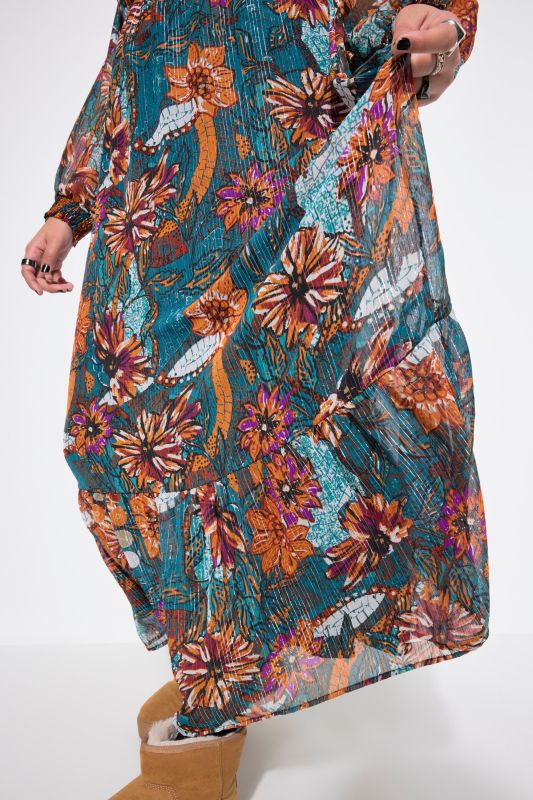 Maxi dress, A-Line, flower print, wrap effect