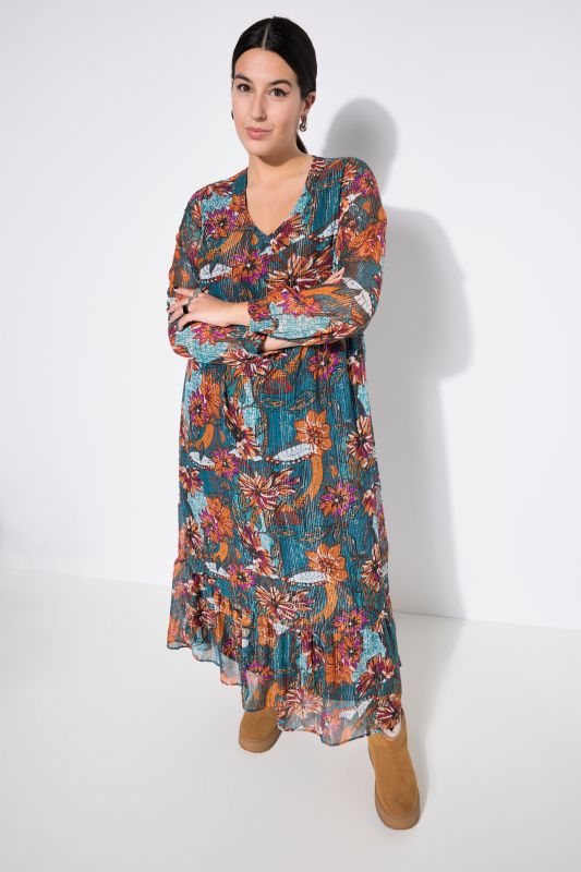 Maxi dress, A-Line, flower print, wrap effect