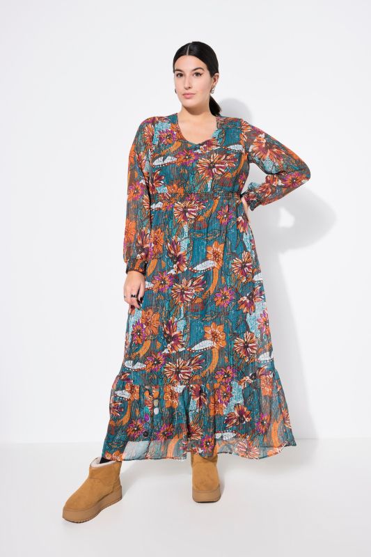 Maxi dress, A-Line, flower print, wrap effect