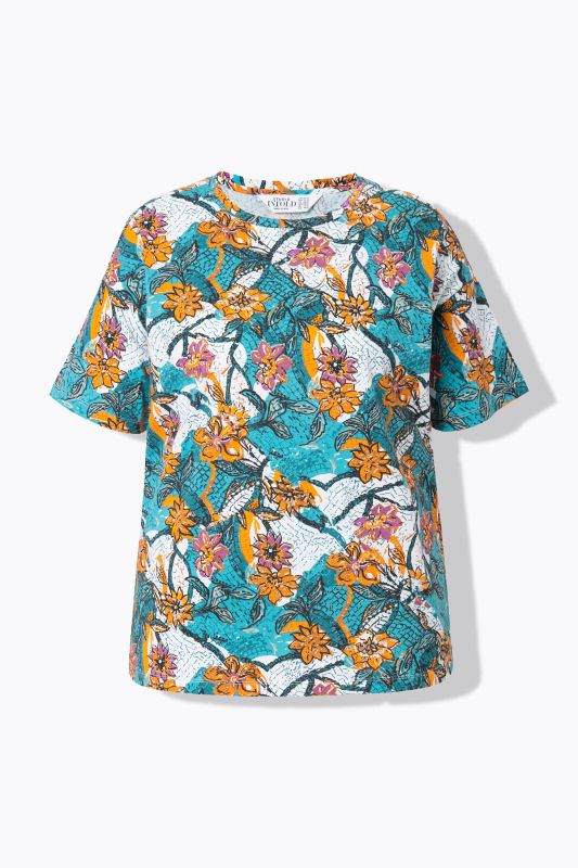 T-shirt, oversize shape, flower print, half sleeves