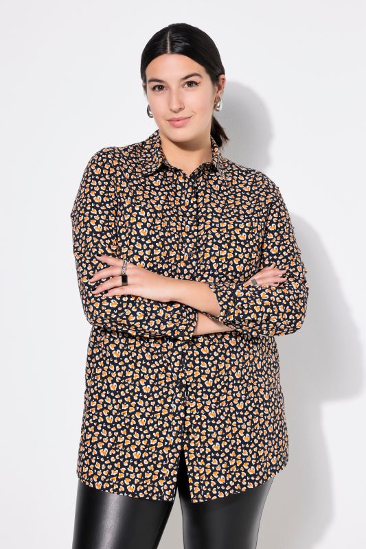 Shirt blouse, boxy shape, hearts print