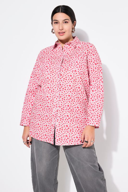 Shirt blouse, boxy shape, hearts print