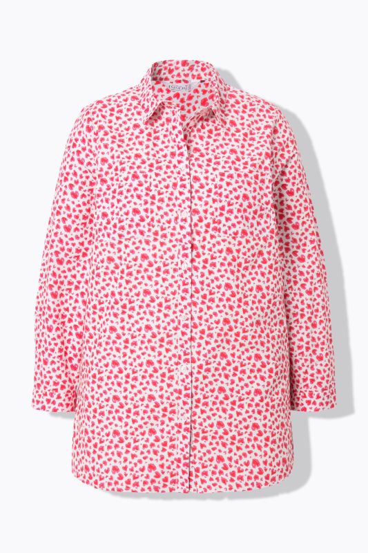 Shirt blouse, boxy shape, hearts print