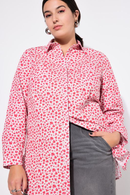 Shirt blouse, boxy shape, hearts print