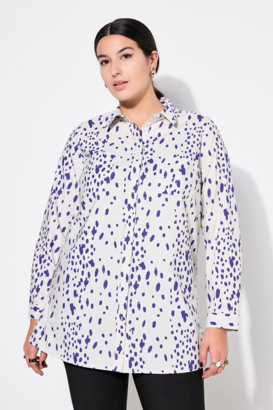 shirt blouse, boxy shape, speckled print