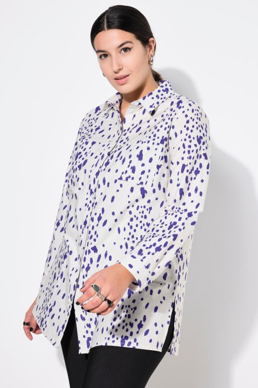 shirt blouse, boxy shape, speckled print