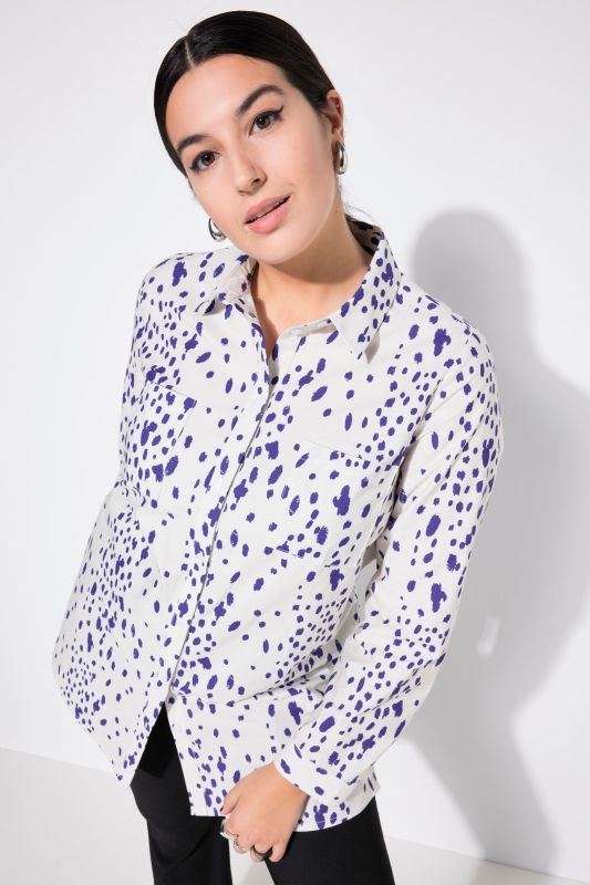 shirt blouse, boxy shape, speckled print