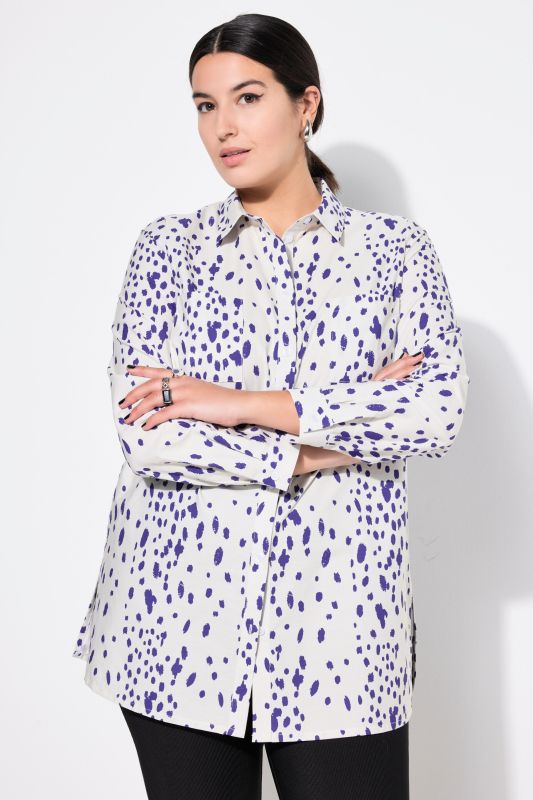 shirt blouse, boxy shape, speckled print