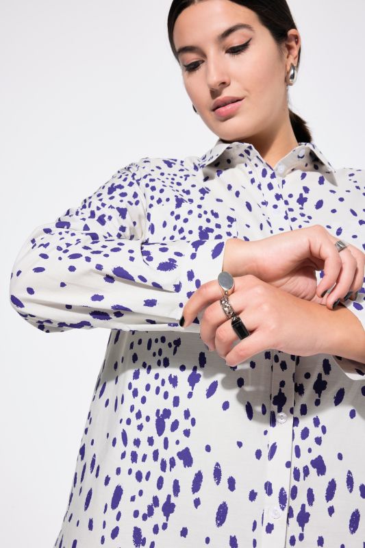 shirt blouse, boxy shape, speckled print