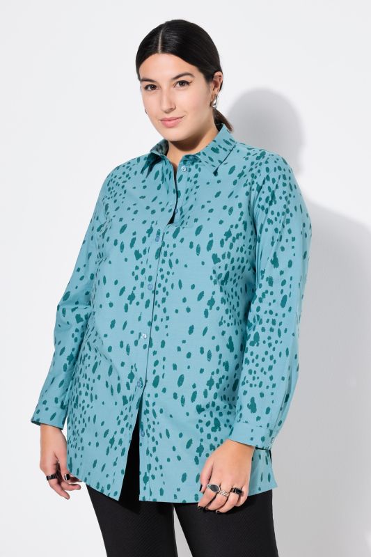 shirt blouse, boxy shape, speckled print