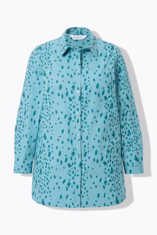 shirt blouse, boxy shape, speckled print