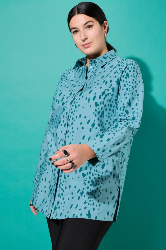 shirt blouse, boxy shape, speckled print