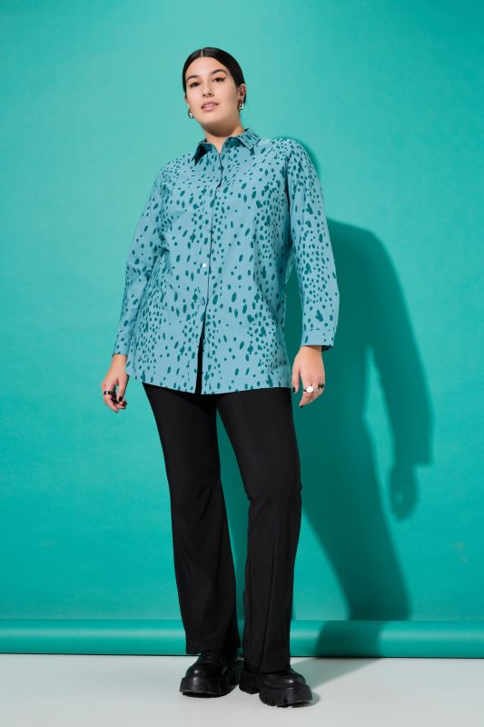 shirt blouse, boxy shape, speckled print