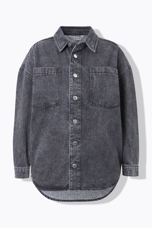 denim shirt, oversized, shirt collar, long sleeve