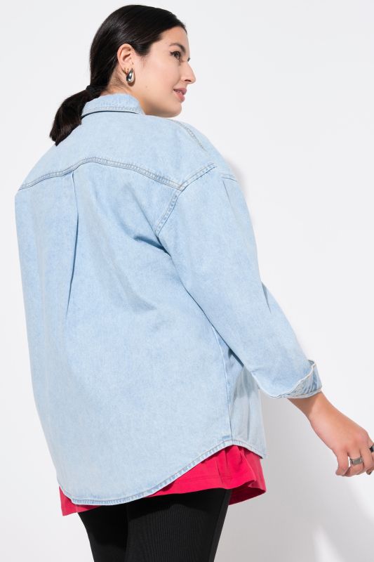 denim shirt, oversized, shirt collar, long sleeve