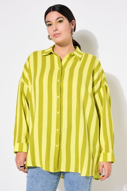 shirt blouse, oversized, muslin, stripes, long sleeve