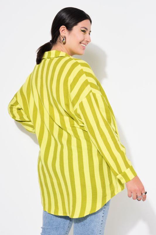 shirt blouse, oversized, muslin, stripes, long sleeve