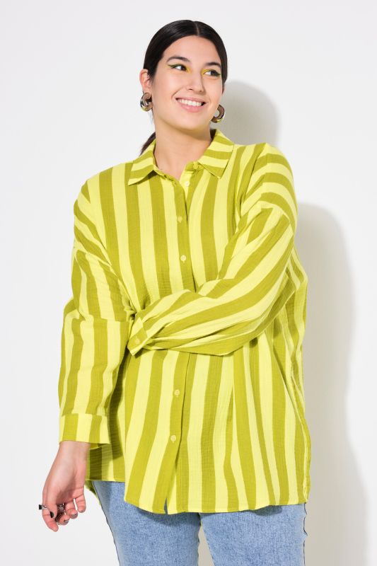 shirt blouse, oversized, muslin, stripes, long sleeve