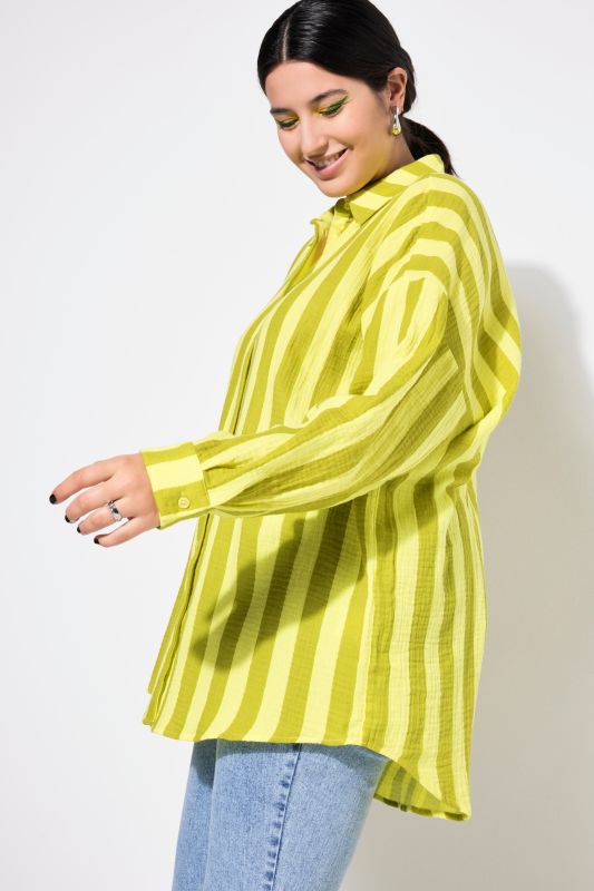 shirt blouse, oversized, muslin, stripes, long sleeve