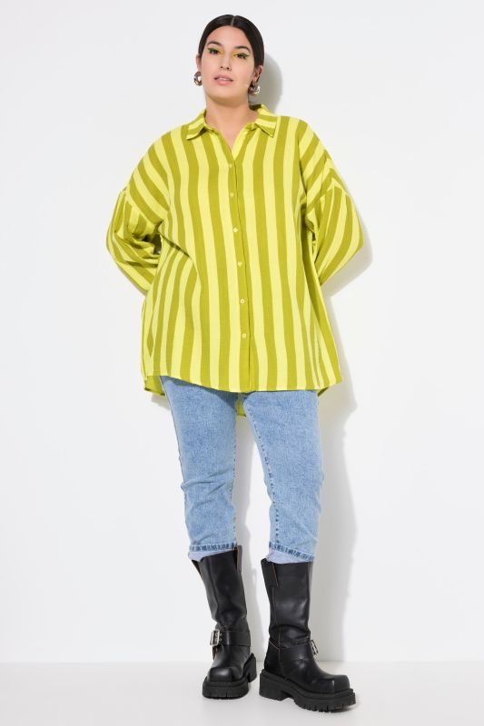 shirt blouse, oversized, muslin, stripes, long sleeve