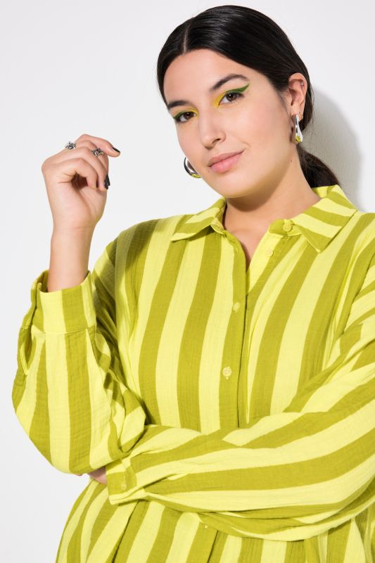 shirt blouse, oversized, muslin, stripes, long sleeve