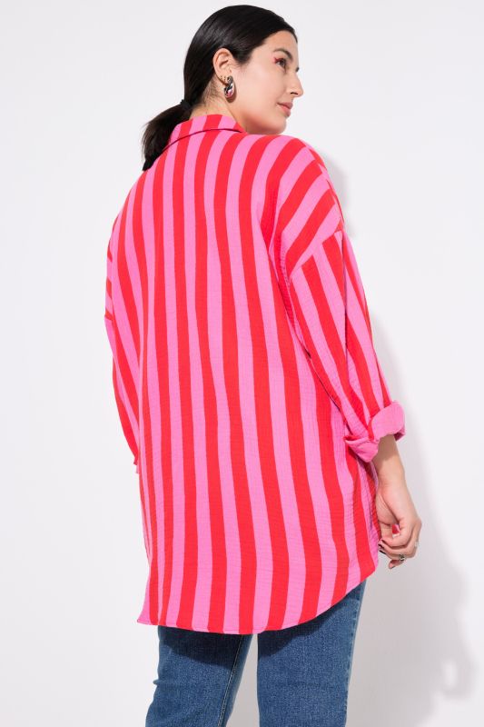 shirt blouse, oversized, muslin, stripes, long sleeve