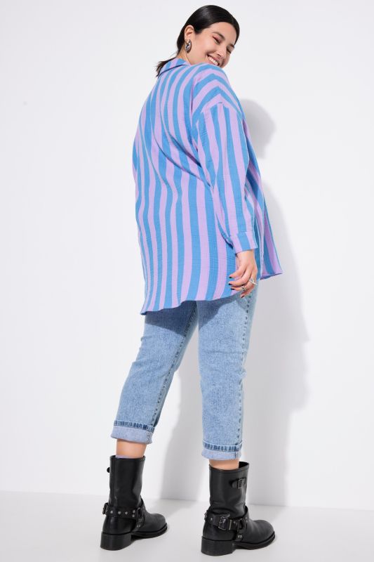 shirt blouse, oversized, muslin, stripes, long sleeve