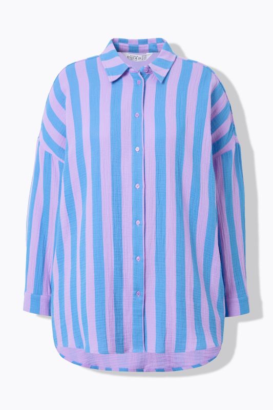 shirt blouse, oversized, muslin, stripes, long sleeve