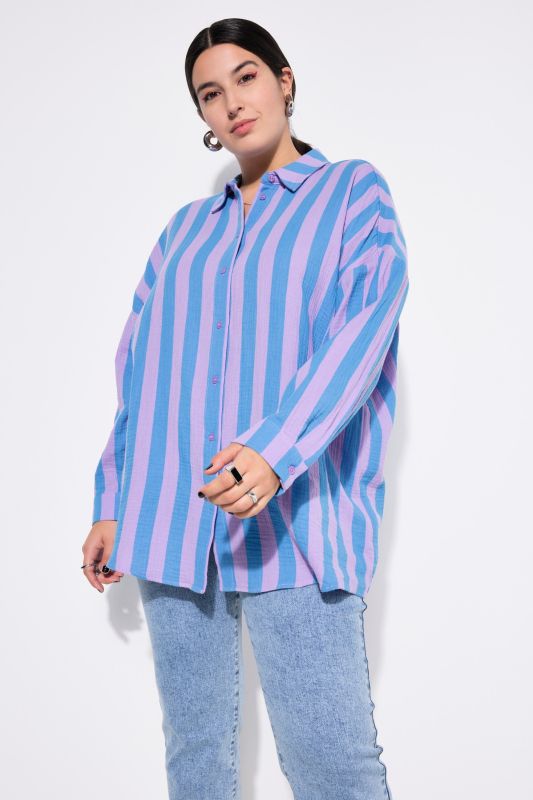 shirt blouse, oversized, muslin, stripes, long sleeve