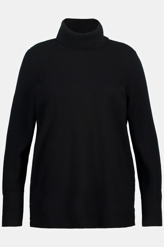 Turtleneck Ribbed Trim Long Sleeve Sweater