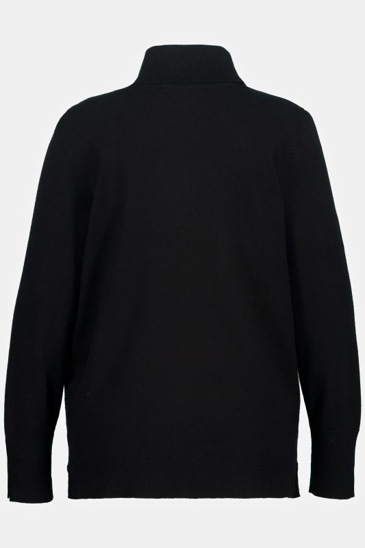 Turtleneck Ribbed Trim Long Sleeve Sweater