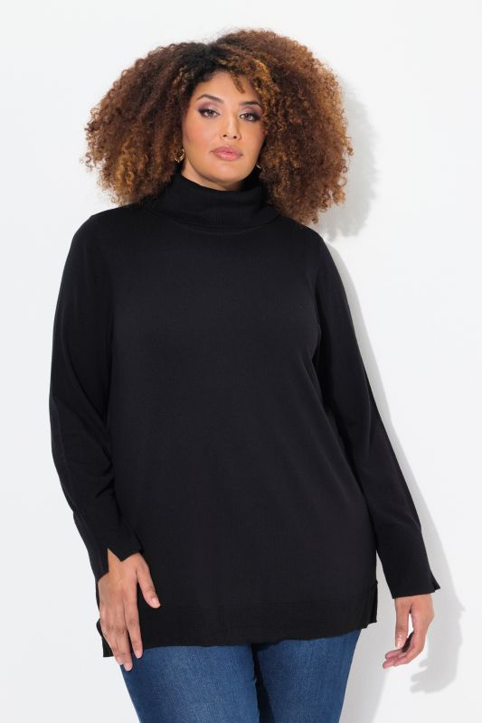 Turtleneck Ribbed Trim Long Sleeve Sweater