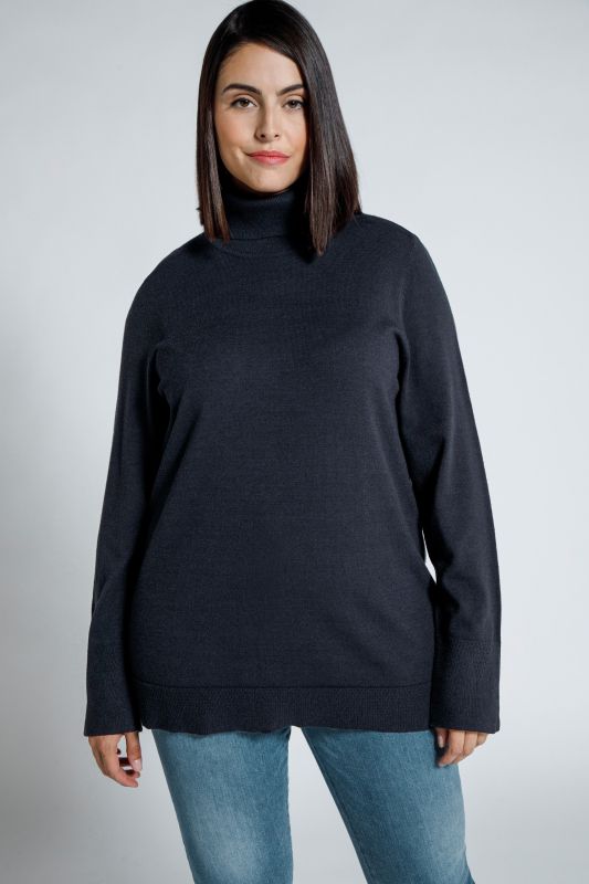 Turtleneck Ribbed Trim Long Sleeve Sweater