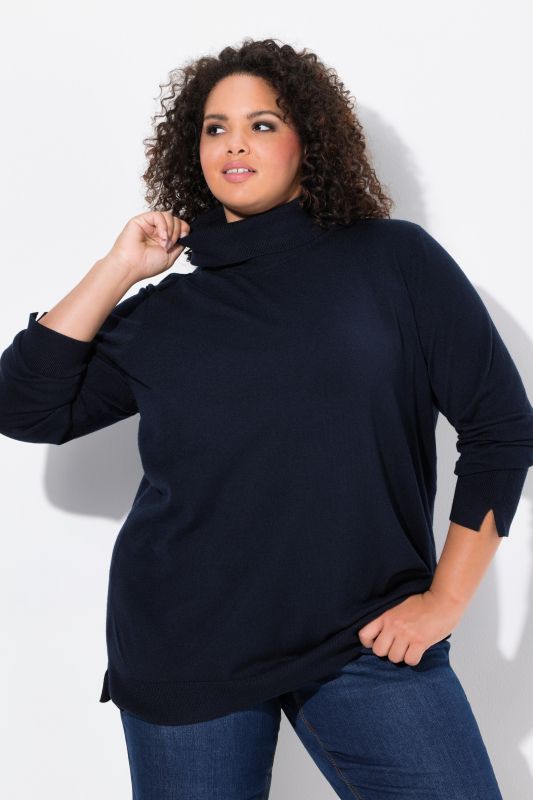 Turtleneck Ribbed Trim Long Sleeve Sweater