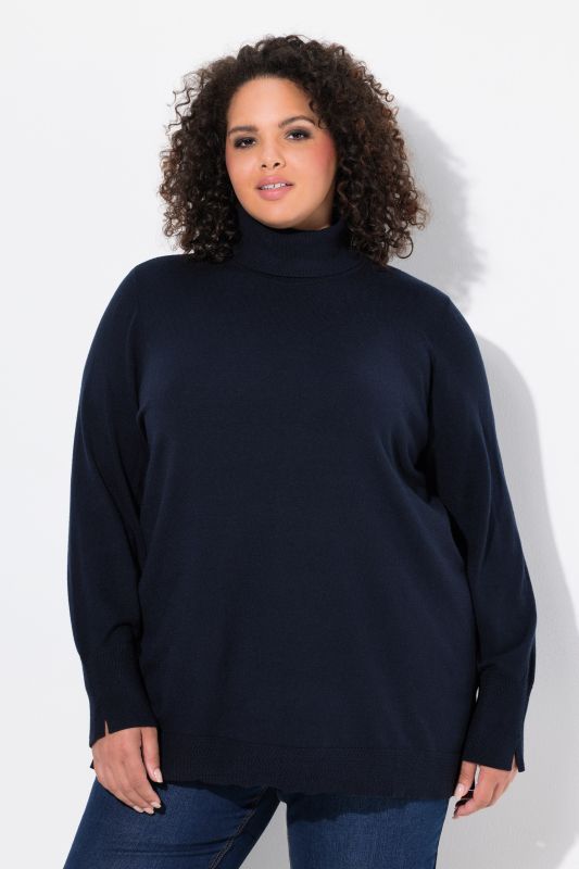 Turtleneck Ribbed Trim Long Sleeve Sweater