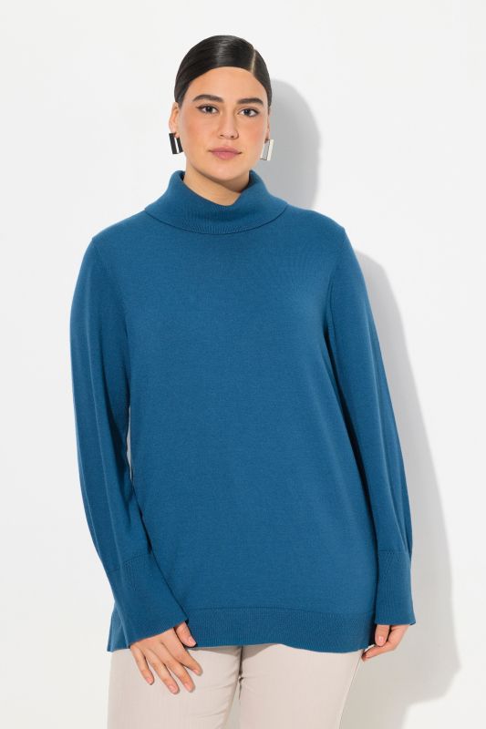 Turtleneck Ribbed Trim Long Sleeve Sweater