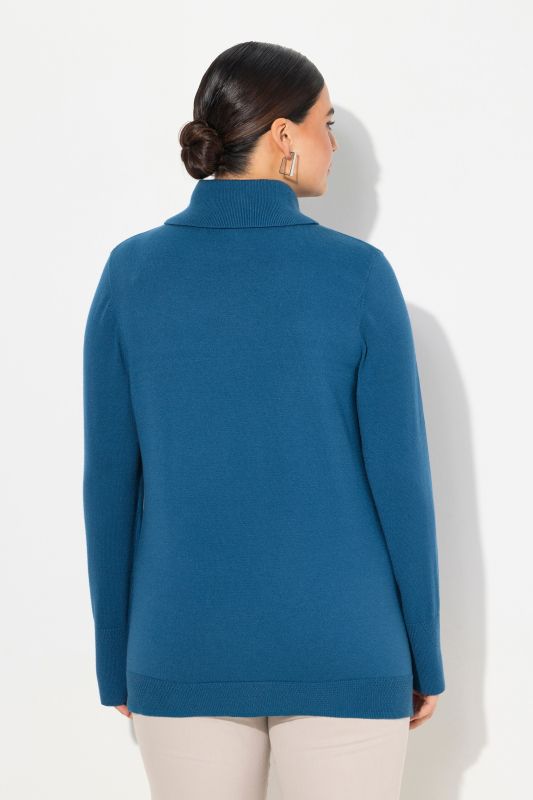 Turtleneck Ribbed Trim Long Sleeve Sweater